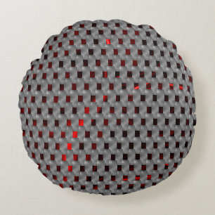 Rotes Bild unter grauen Platten, rechteckige Forme Rundes Kissen