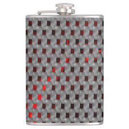 Rotes Bild unter grauen Tellern, rechteckige Forme Flachmann