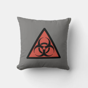 Rotes Biogefahrenzeichen Kissen