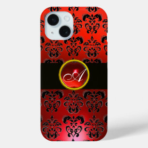 ROTES BLACK DAMASK GEM STONE MONOGRAMM Case-Mate iPhone HÜLLE