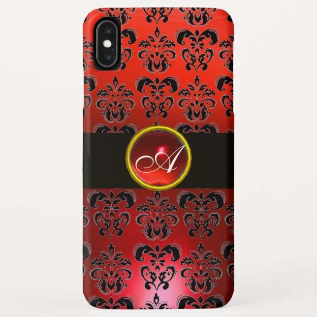 ROTES BLACK DAMASK GEM STONE MONOGRAMM Case-Mate iPhone HÜLLE (Rückseite)