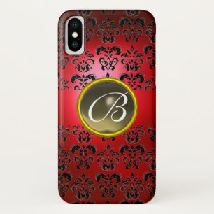 ROTES BLACK DAMASK GRAU GEM MONOGRAM Case-Mate iPhone HÜLLE