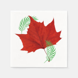 Rotes Blatt und Ferne Serviette