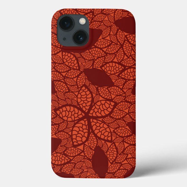 Rotes Blätter auf orange Case-Mate iPhone Hülle (Rückseite)