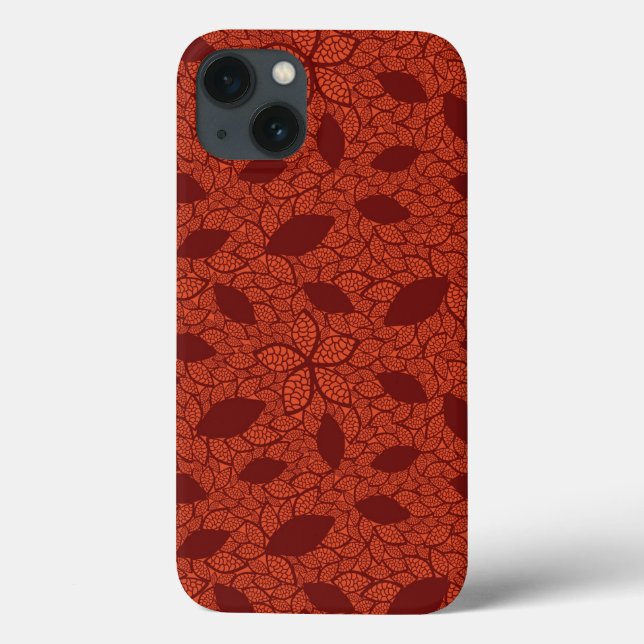 Rotes Blätter auf orange Case-Mate iPhone Hülle (Rückseite)