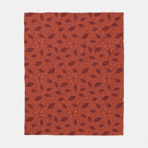 rotes Blätter-Muster auf Orange Fleecedecke