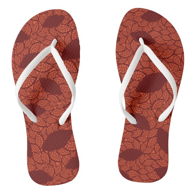rotes Blätter-Muster auf Orange Flip Flops (Fußbett)