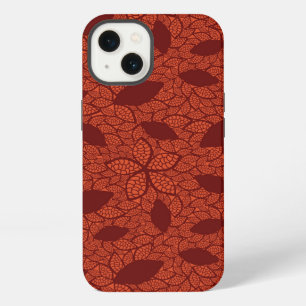 rotes Blätter Muster auf Orange iPhone Hülle