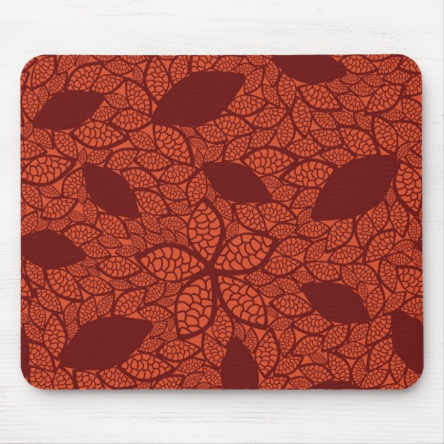 rotes Blätter Muster auf Orange Mousepad (Vorne)