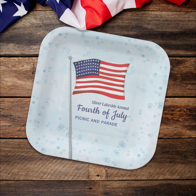 Rotes Blau Einfaches Amerikanische Unabhängigkeits Pappteller (Von Creator hochgeladen)