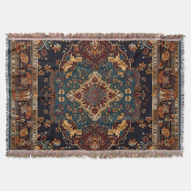 Rotes Blau im marokkanischen Stil Decke (Vorderseite)