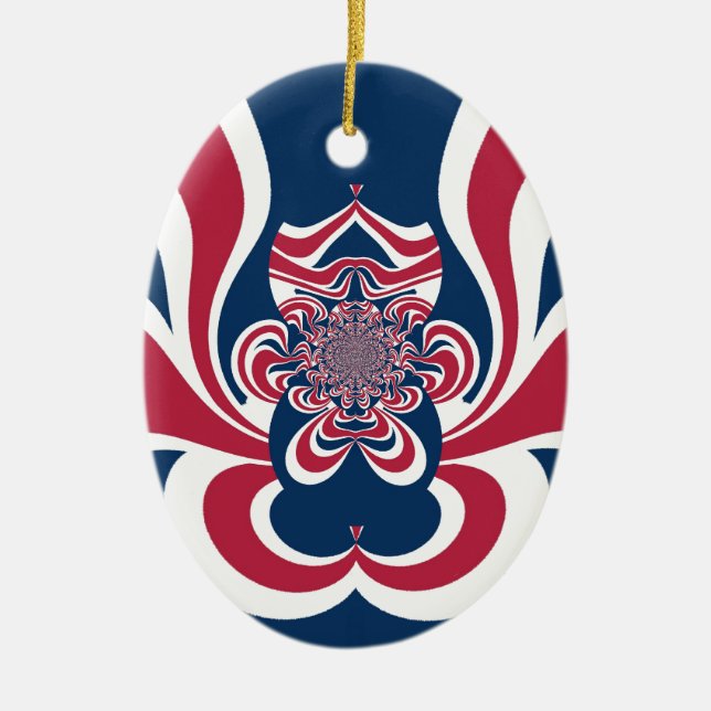 Rotes Blau Kaleidoskop Art Print Keramik Ornament (Vorne)