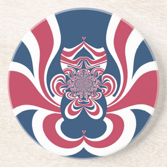 Rotes Blau Kaleidoskop Art Print Untersetzer (Vorne)