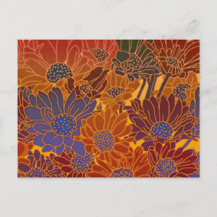Rotes Blau und orange Blume Postkarte