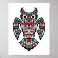 Rotes Blau und Schwarzes Haida Spirit Owl