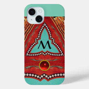 ROTES BLAUES ABSTRAKT GEOMETRISCHES DREIGEMONOGRAM Case-Mate iPhone HÜLLE