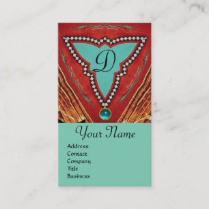 ROTES BLAUES ABSTRAKT GEOMETRISCHES DREIGEMONOGRAM VISITENKARTE