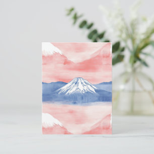Rotes Blaues Berg-Sonnenuntergang-Aquarell-Gemälde Postkarte