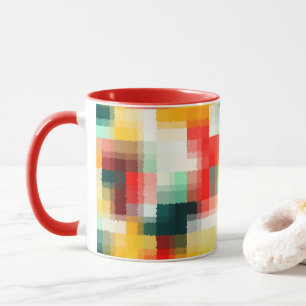Rotes Blaues Grünes Gelbes Weißes Abstraktes Muste Tasse
