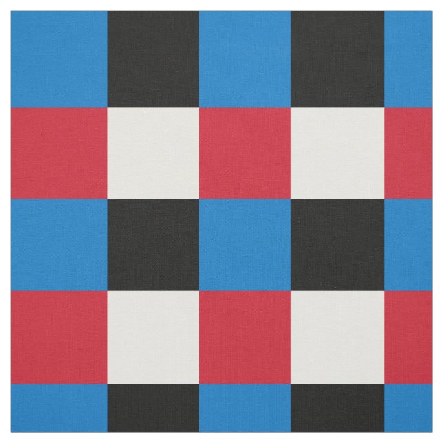 Rotes, blaues, schwarzes und weißes Schachbrettmus Stoff (Muster)