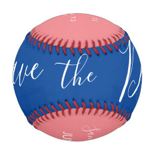 Rotes Blaues Skript Herz  Save the Dates   Basebal Baseball