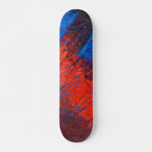 Rotes Blaues Statisches Grunge-Skateboard