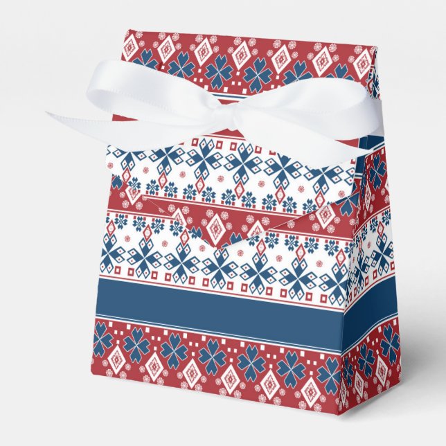 Rotes blaues Streifenmuster Geschenkschachtel (Vorderseite)