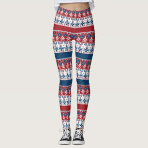 Rotes blaues Streifenmuster Leggings
