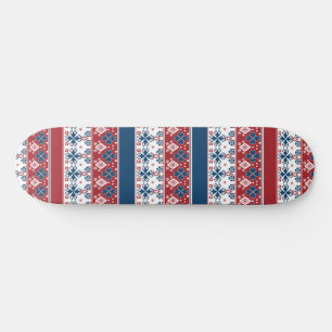 Rotes blaues Streifenmuster Skateboard