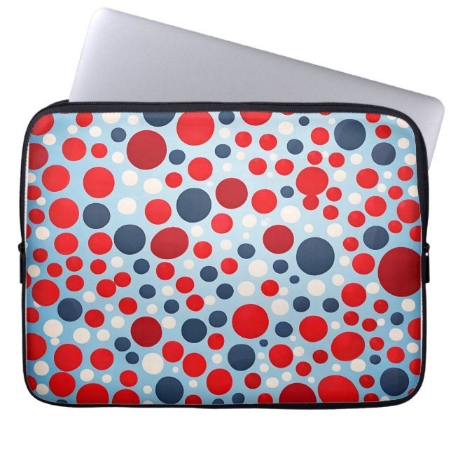 Rotes Blaues Tupfenmuster Laptopschutzhülle (Vorderseite)
