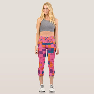 Rotes Blocklegieren Capri Leggings