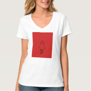 Rotes Blocklinien-Kunst-Frauen-V-Ausschnitt-T-Shir T-Shirt