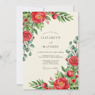 Rotes Blühen Hochzeit im Frühling Einladung
