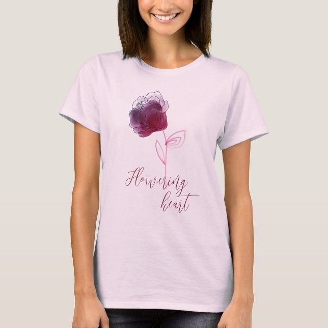 Rotes blühendes Herz T-Shirt (Vorderseite)