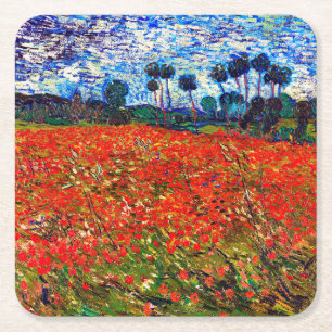 Rotes Blume Feld, Van Gogh Rechteckiger Pappuntersetzer