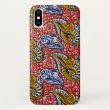 Rotes Blumen afrikanischen Gewebe iPhone Falles