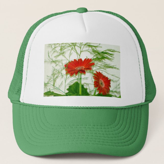 Rotes Blumen Truckerkappe (Vorderseite)
