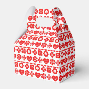 Rotes Blumen- und Herz-Muster für den Valentinstag Geschenkschachtel