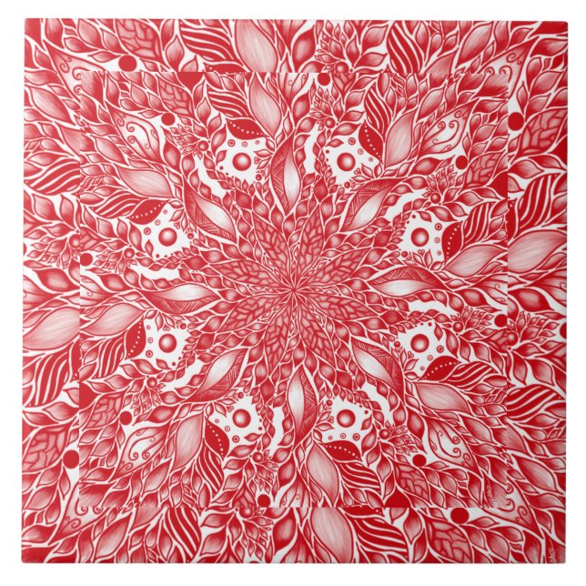 Rotes Blumenblatt Fliese (Vorderseite)