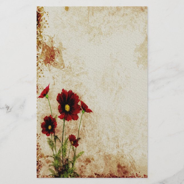 Rotes Blumenbriefpapier Briefpapier (Vorderseite)