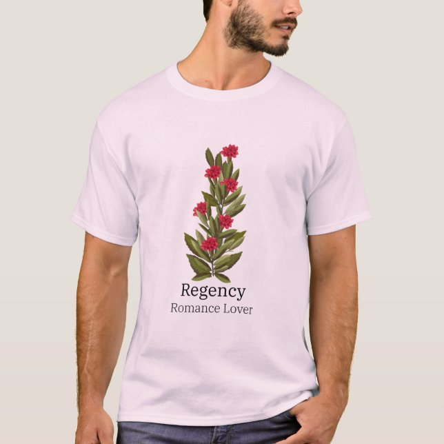 Rotes Blumendesign mit Regency Romance Lover T-Shirt (Vorderseite)