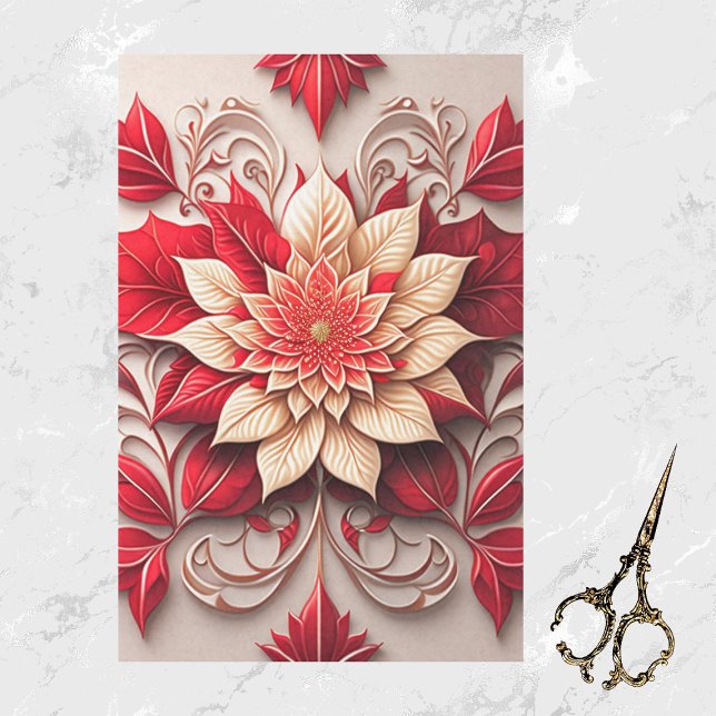 Rotes Blumenmotiv Poinsettia Elegante Illustration Seidenpapier (Von Creator hochgeladen)