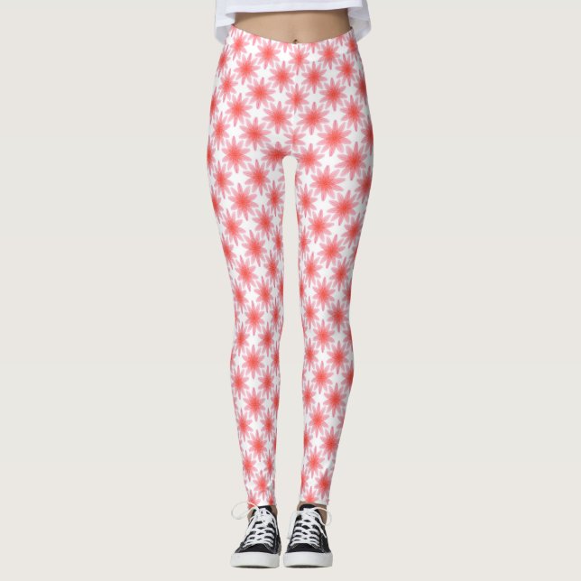 Rotes Blumenmuster Leggings (Vorderseite)