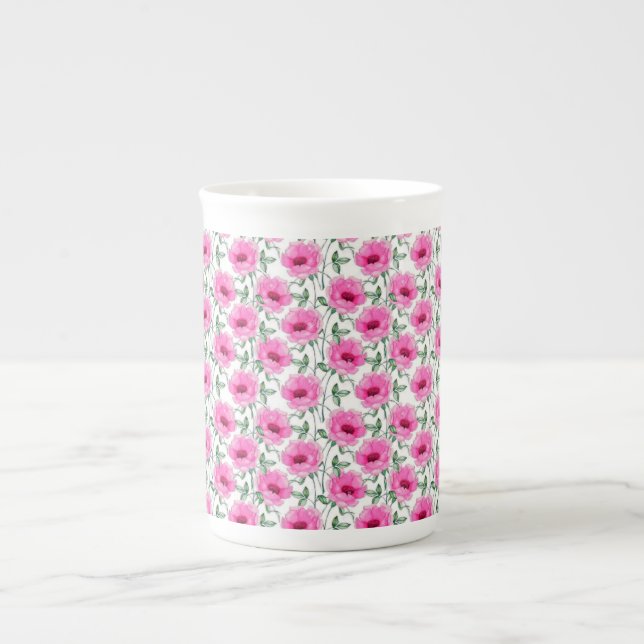Rotes Blumenmuster mit Rosen Pattern-55501 Prozellantasse (Vorderseite)