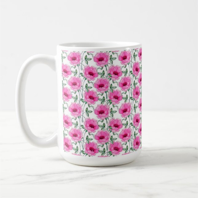 Rotes Blumenmuster Rosen-55501 Kaffeetasse (Links)