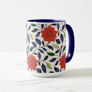 Rotes Blumenmuster Tasse