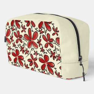 Rotes Blumenmuster Waschbeutel