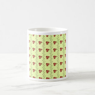 Rotes Blumenrankenmuster auf Hellgrün Kaffeetasse