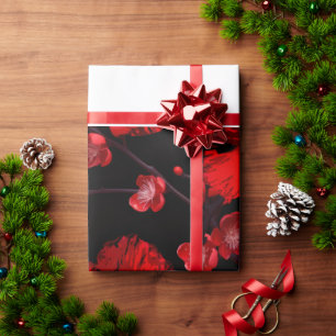 rotes Blüten-Geschenkpapier Geschenkpapier