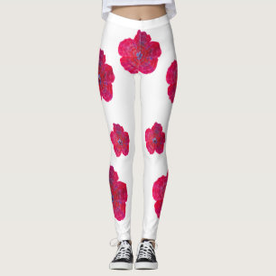 Rotes Blüten-Kunstmuster Legging Leggings
